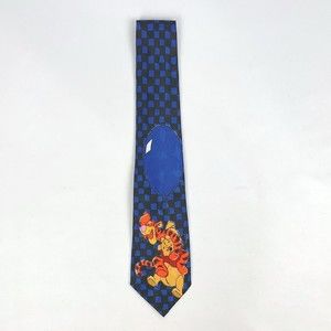 Disney Pooh Winnie the Pooh and Tigger With Blue Balloon 100% Polyester Necktie